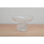 A Lalique glass footed bowl, the column consisting of four birds, on a circular base, inscribed