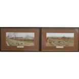 Three hunting prints, all framed, glazed and mounted, two small examples, 26.5cm x 42.5cm, and a