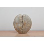 *Alan Wallwork (British 1931-2019), a studio pottery stoneware 'Split Seed Pod' flattened oviform