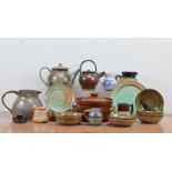 A collection of studio pottery kitchenware's, comprising a Terry Godby stoneware teapot and cover