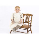 A Martha Chase weighted Hospital training doll 1930s, of painted cloth with blue eyes, sewn on ears,