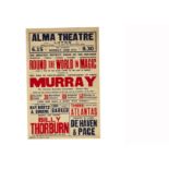 Murray Magic Poster 1949 Australian escapologist & magician George Murray's ""Round The World In