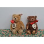 Two modern Steiff limited edition white tag Teddy bears, both with Goebel porcelain Christmas