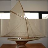 A very well made static model of 1901 America's Cup winning Yacht 'Columbia', hull finished in cream