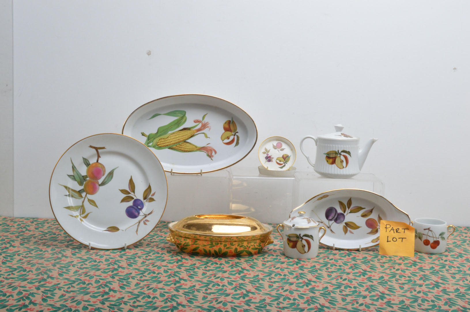 Two boxes of Royal Worcester Evesham pattern and similar tableware and dinner service items,