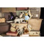 Little Ted and friends, a German 1930s Teddy Bear with golden mohair, orange and black glass eyes,