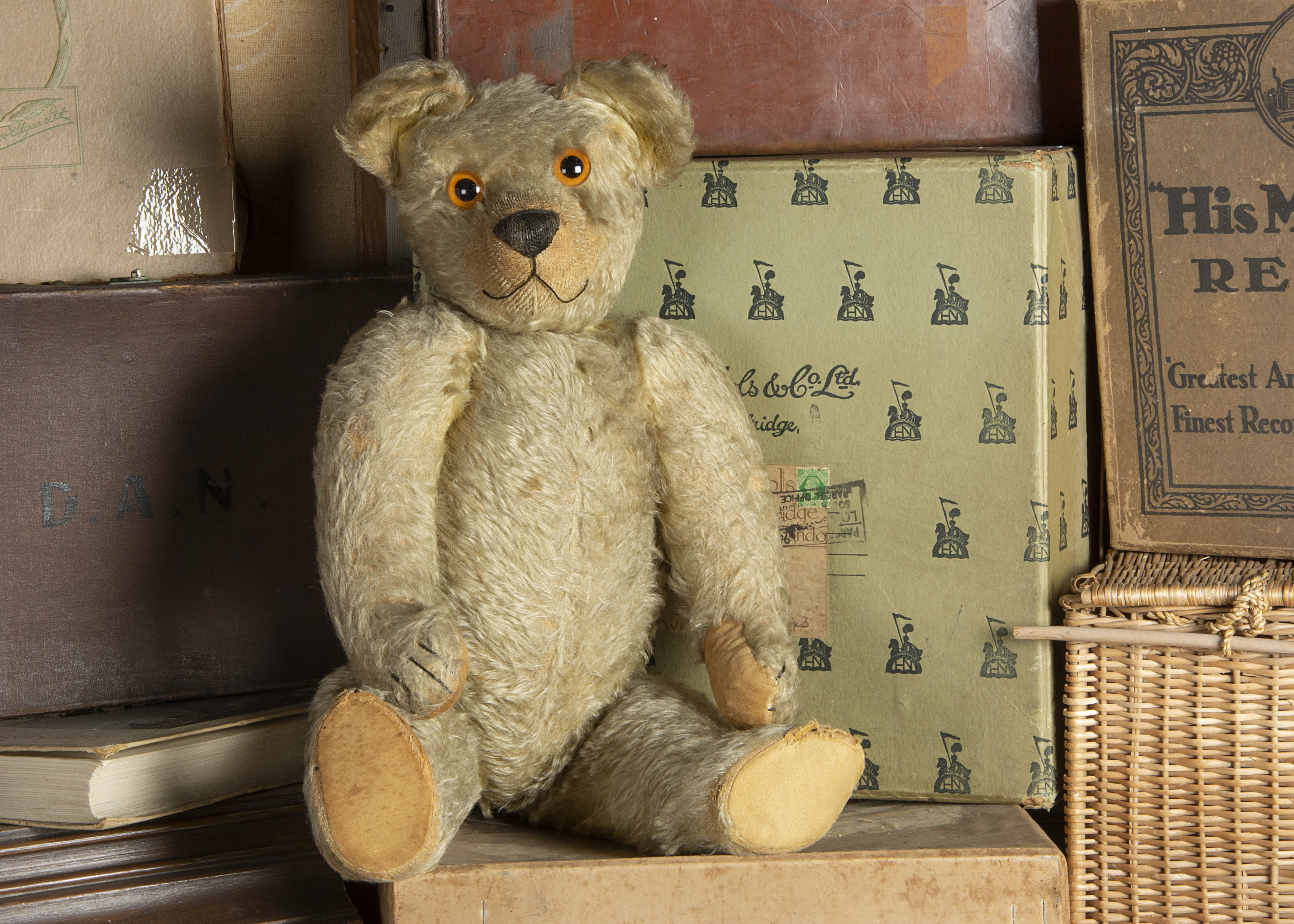 Teddy Philips - an early Chad Valley Moon Eyed Teddy Bear circa 1920, with light golden mohair,