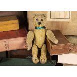 Heinrich - a German clockwork somersaulting Teddy Bear circa 1910, with golden mohair, black boot