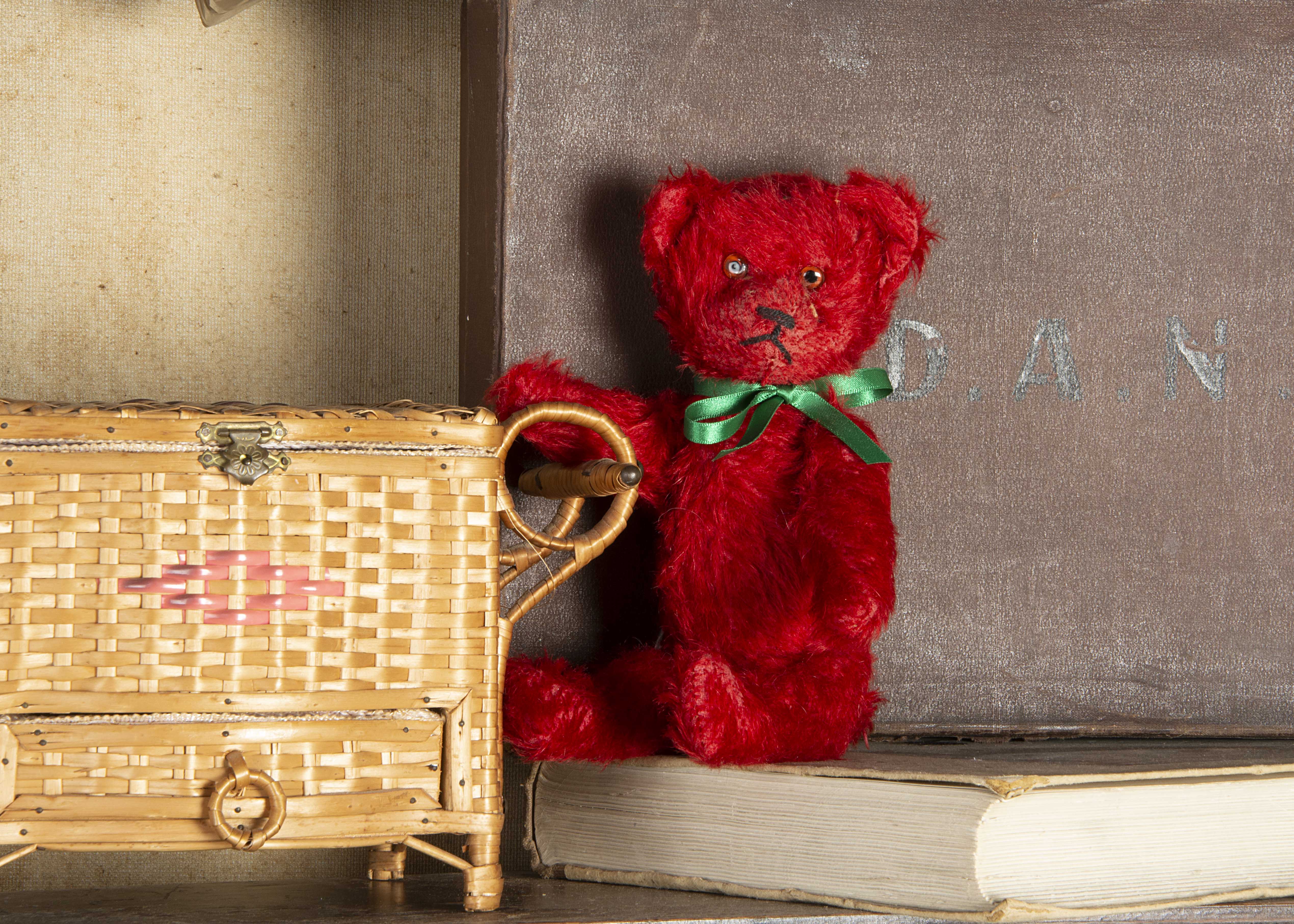 Owen - a rare red mohair Teddy Bear 1920s, with clear and black glass eyes with orange painted