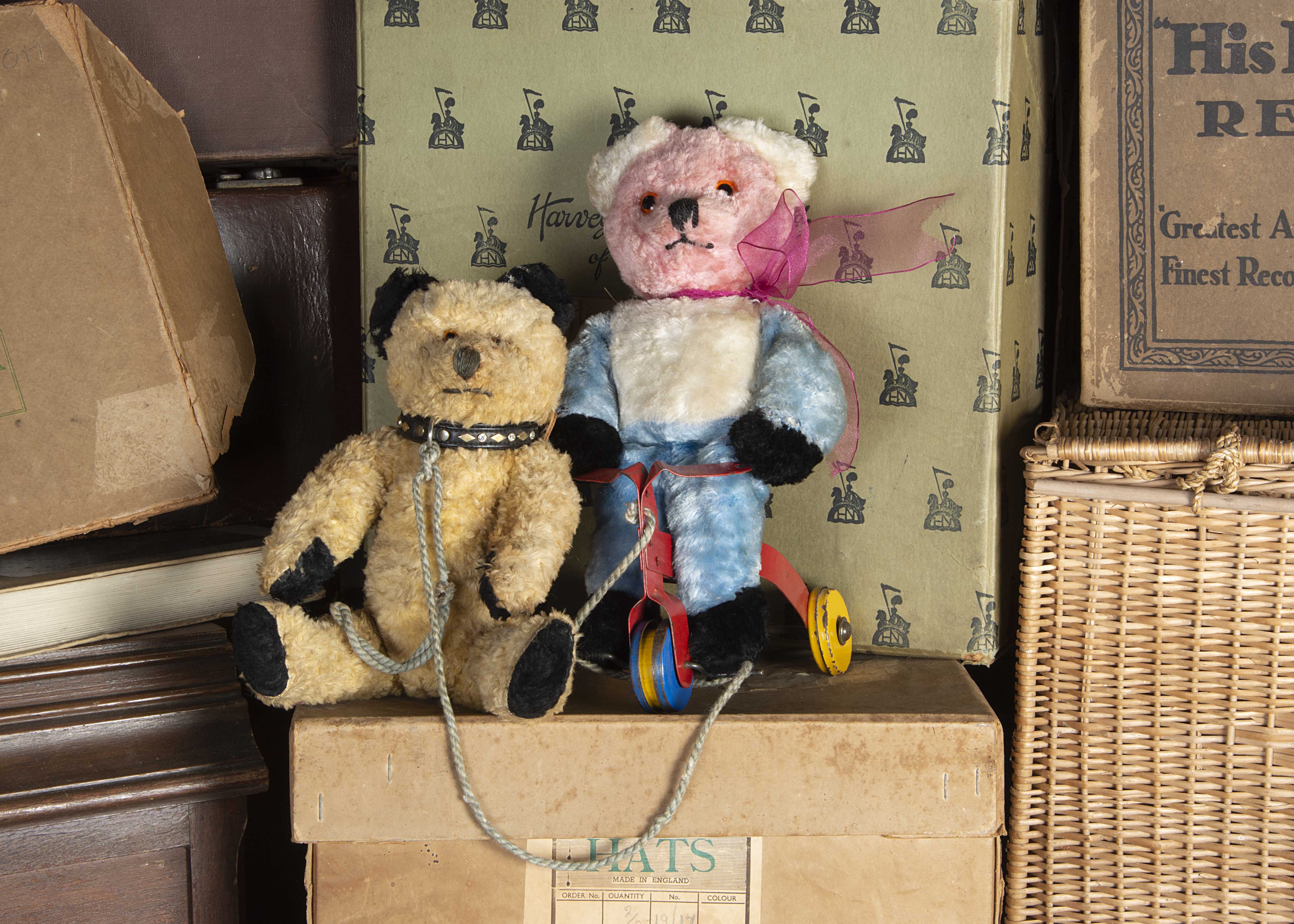 Toby Trundle and Tadley - an unusual Teddy Bear one tricycle and his Sooty-type friend, Toby with