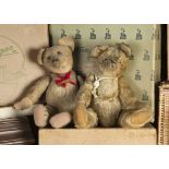 Dibley and Linley life-long Teddy Bear friends, Dibley, a 1920s British Teddy Bear with blonde