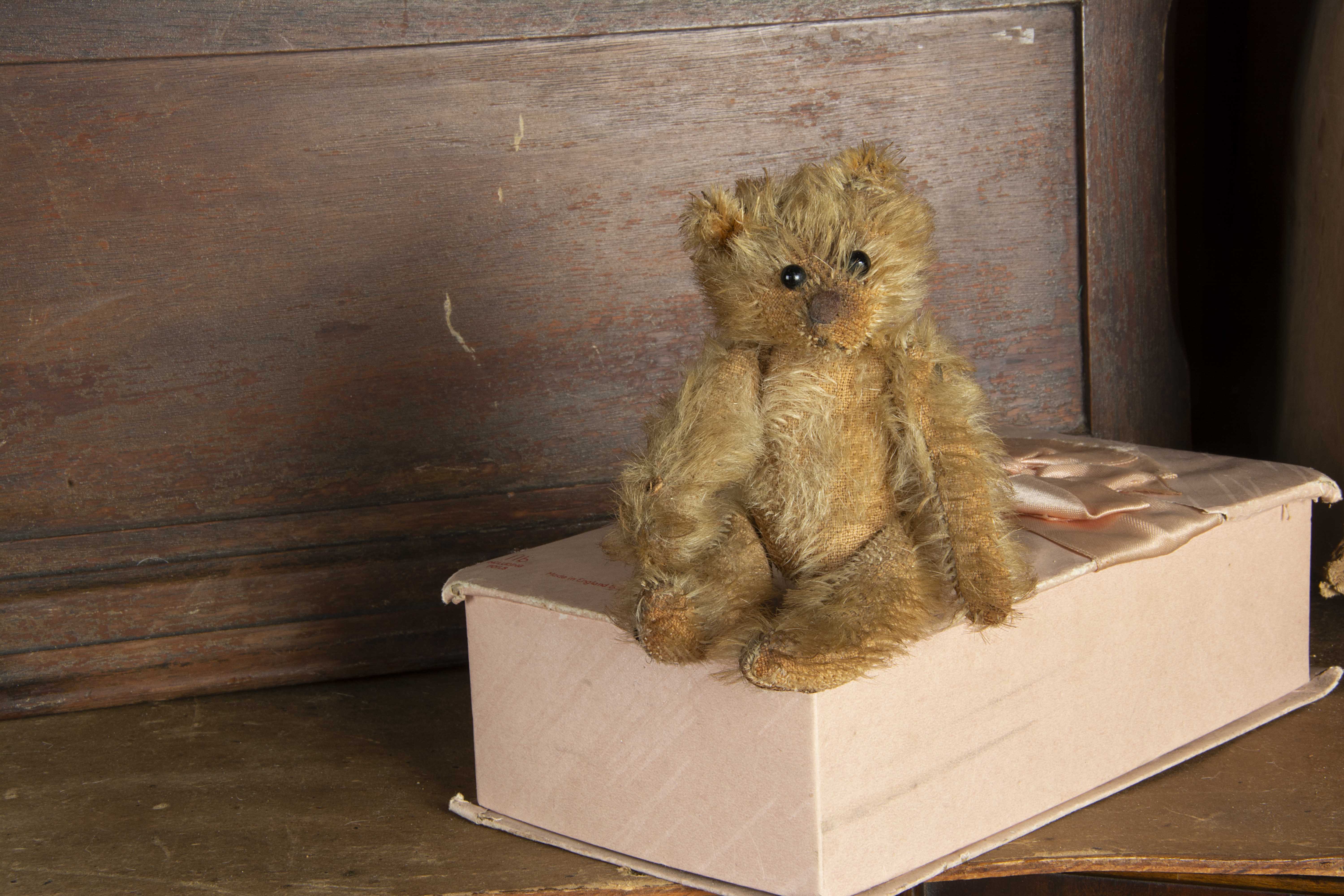 A larger size British WWI soldier Teddy Bear, with blonde mohair, black boot button eyes, felt