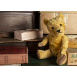A post-war Chiltern Hugmee Teddy Bear, with golden mohair, orange and black glass eyes, pronounced