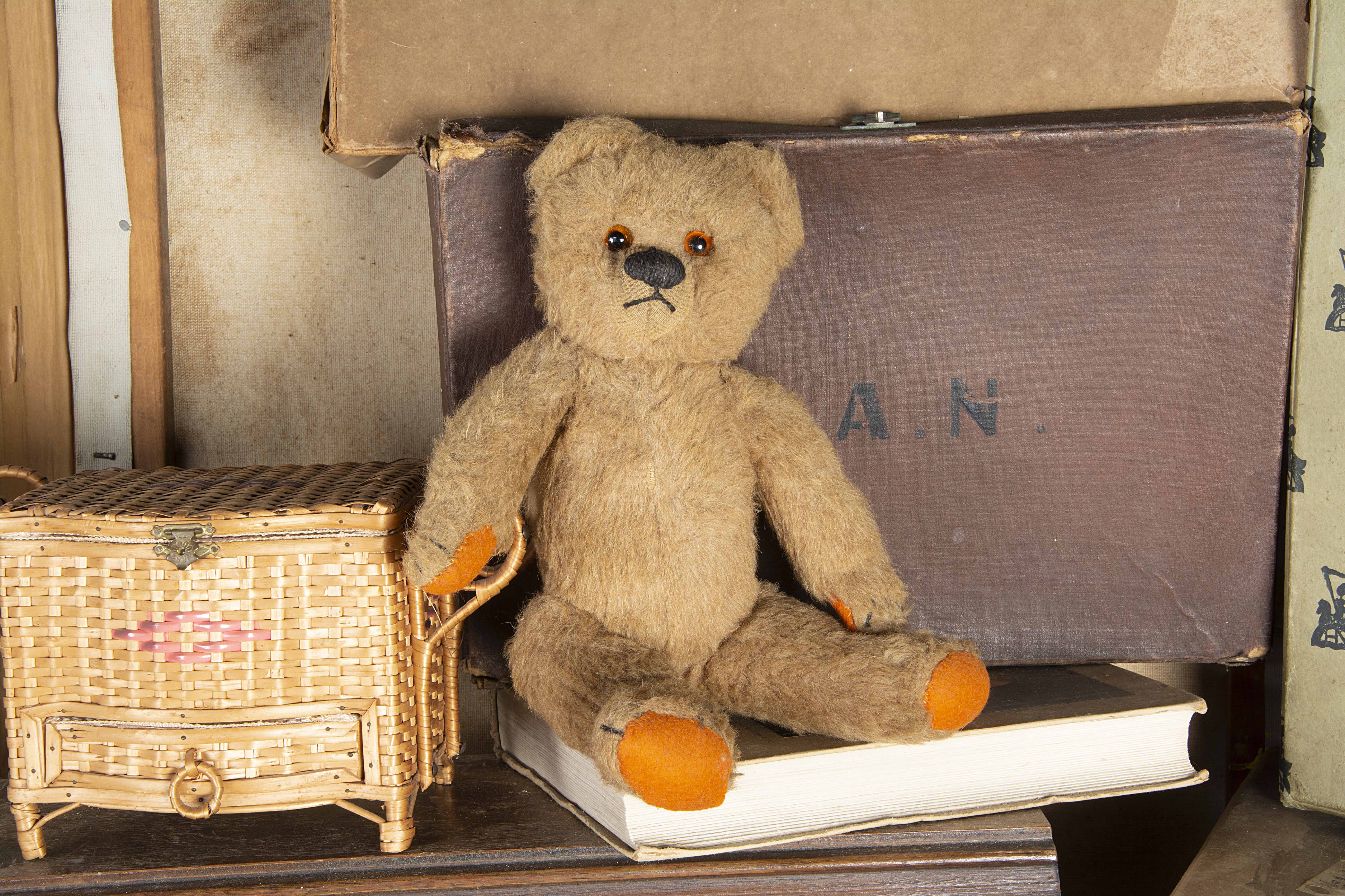 Downderry - a 1930s Chad Valley Teddy Bear, with light brown alpaca plush, orange and black glass