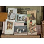 Seventy-eight postcards featuring Teddy Bears, including six with pull-out views, three with applied