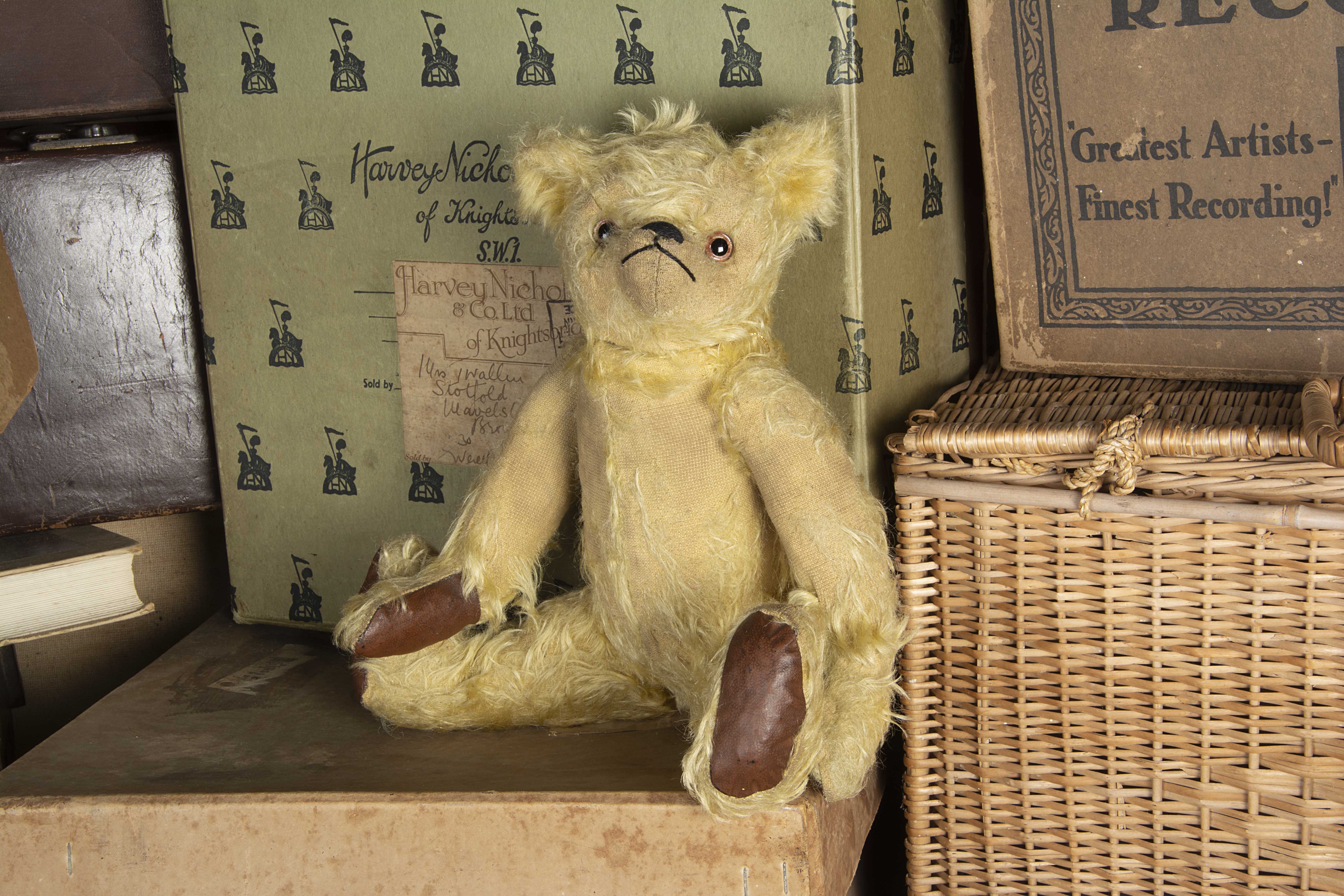 Oldfield - a 1930s British Teddy Bear, with blonde mohair, clear and black glass eyes with brown