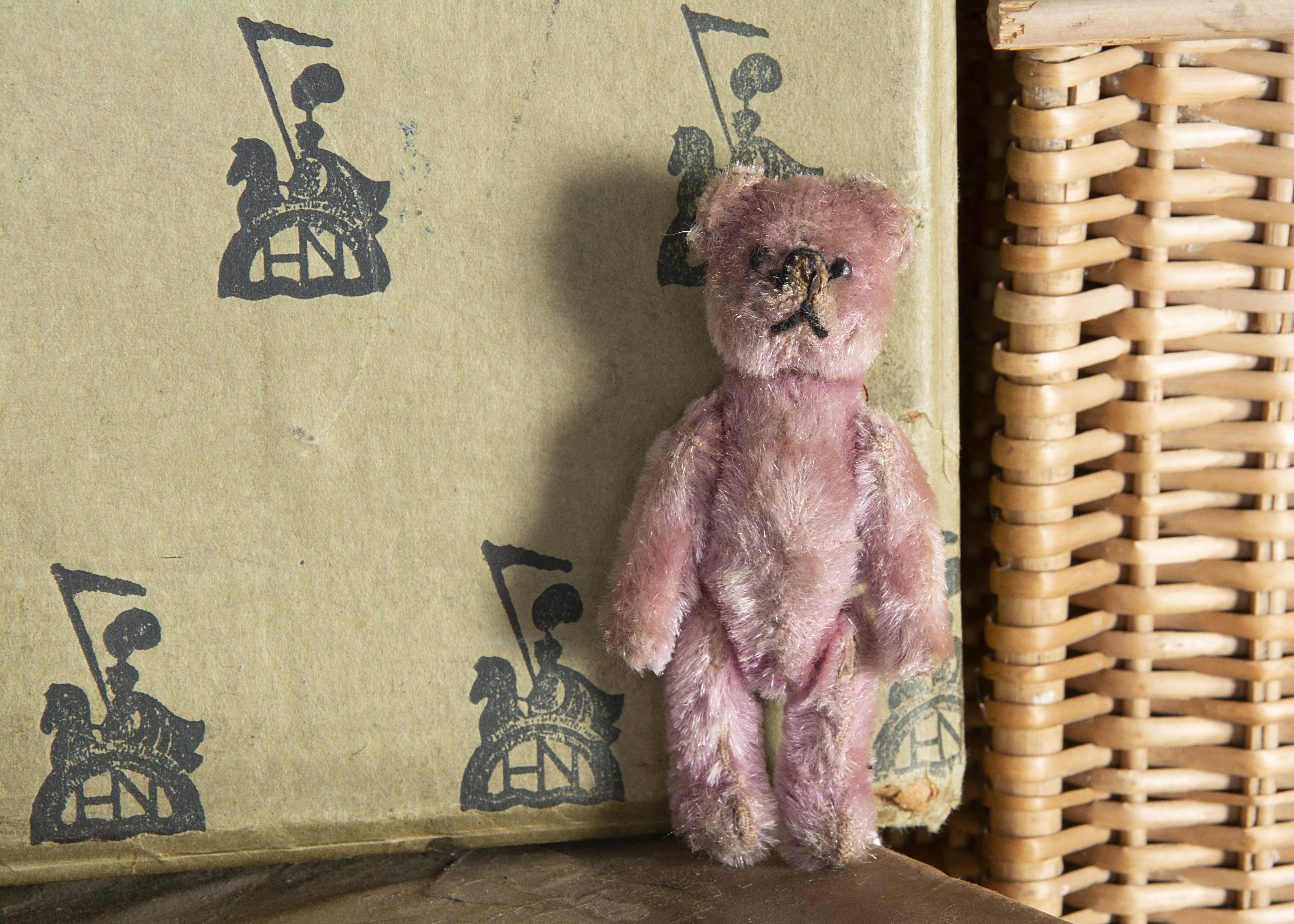 Burnard - a miniature Schuco lilac mohair Teddy Bear 1930s, with metal pin eyes, black stitched nose