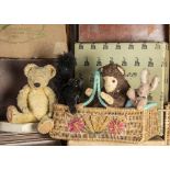 A Chad Valley 1930s Teddy Bear and his companions, with golden mohair, pronounced clipped muzzle,