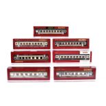 Bemo H0e/H0m Gauge Berner Oberland-Bahn Coaching Stock, all boxed in brown and cream livery, 3277