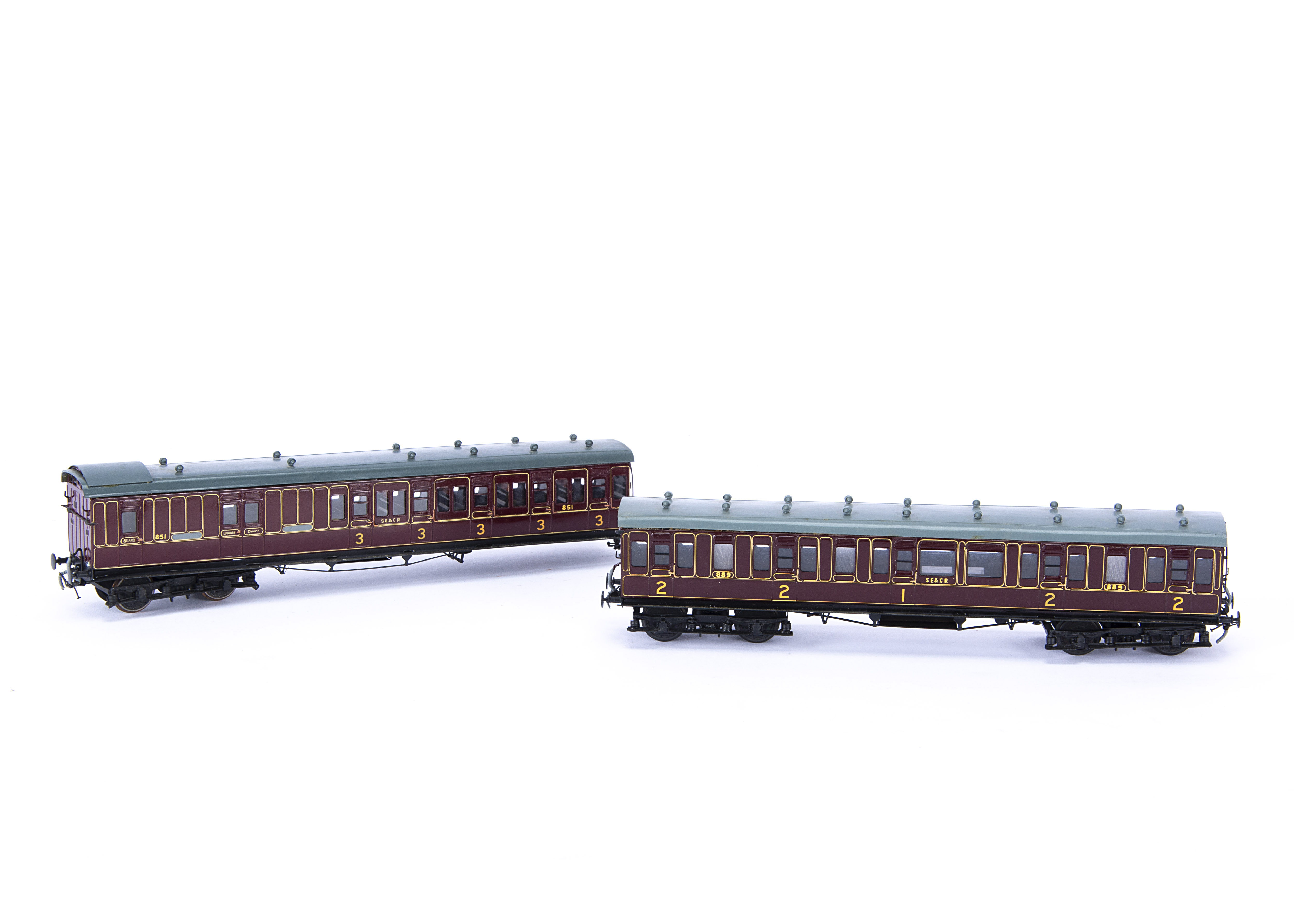 Lawrence Scale Models kitbuilt 00 Gauge 4mm SE&CR 8 wheel 1st/2nd class Coach 889 and SE &CR 8 wheel