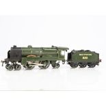 A Hornby 0 Gauge clockwork No 3 'Lord Nelson' 4-4-2 Locomotive and Tender, in SR green as No. 850,