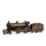 A Bing/Bassett-Lowke Gauge 1 live steam 'Midland Compound' 4-4-0 Locomotive and semi-repro Tender,