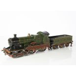 A Gauge 1 clockwork Bing (for Bassett-Lowke) GWR 'Sydney' 4-4-0 Locomotive and Tender, with two-