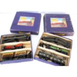 Two boxed Hornby 0 Gauge M1 clockwork Train Sets, comprising 'NE Goods Set' with green loco and