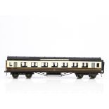 An Exley 0 Gauge GWR Corridor 3rd class Coach, a K5 coach in chocolate/cream livery as No. 6628 with