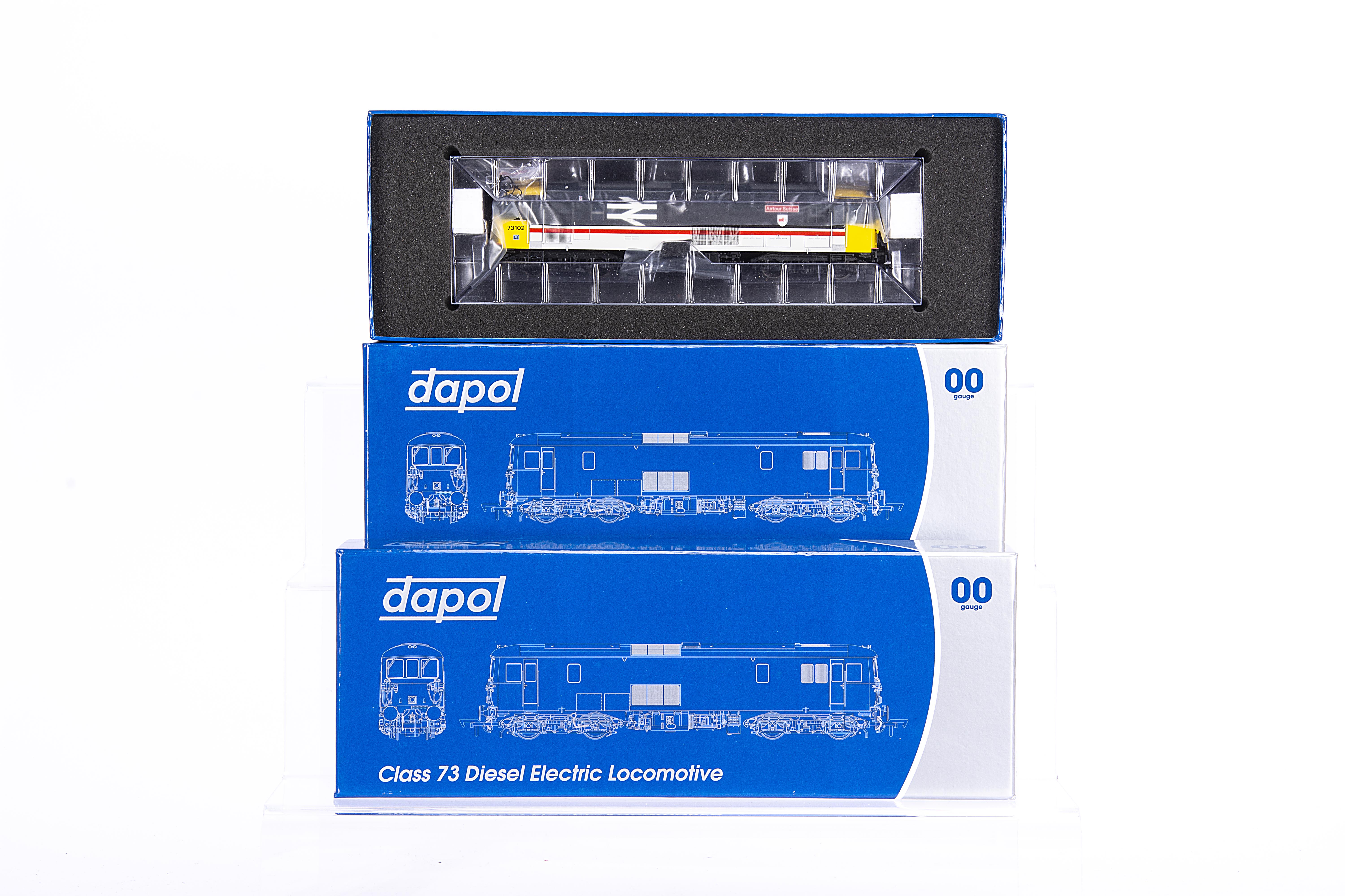 Pair of Dapol 00 Gauge BR Class 73 Diesel Electric Locomotives, 4D-006-005 early blue double arrow