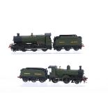 GWR green 00 Gauge Kitbuilt Locomotives and Tenders, Cotswold ex MSMJR 1335 2-4-0, built to a good