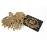 Reproduction Brass Continental Coach Emblems, Royal Prussian cast brass eagle emblem, 7cm high and