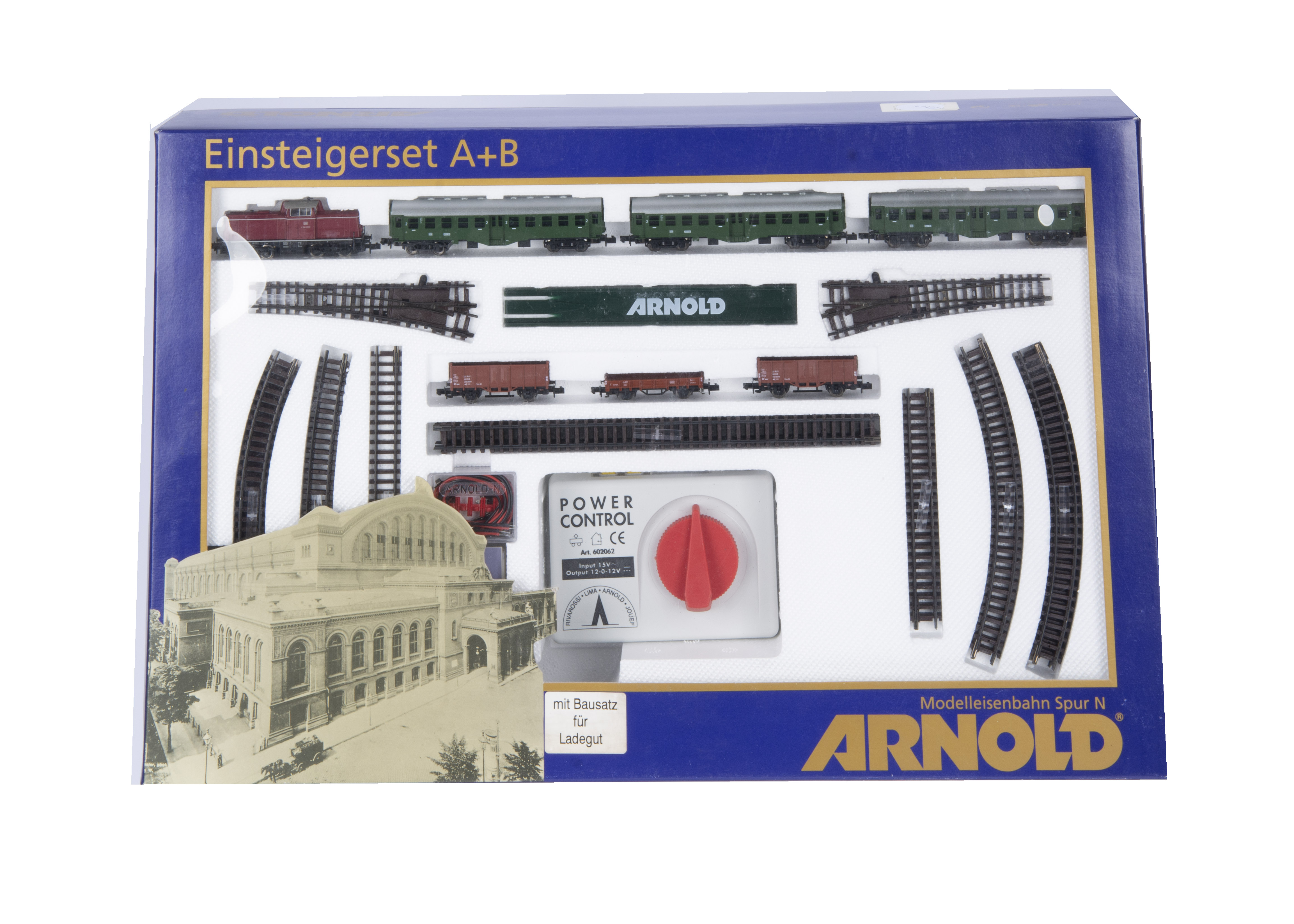 Arnold N Gauge German Diesel Freight/Passenger Set, a boxed 0211 set, comprises DB V100 2093 in