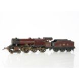 A Bassett-Lowke 0 Gauge clockwork LMS 'Royal Scot' 4-6-0 Locomotive and Tender, in lined LMS crimson