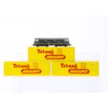 Three Tri-ang TT Gauge T96 BR green A1A A1A Diesel Electric Locomotives, all in original boxes, VG-