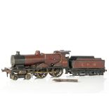 A Bassett-Lowke 0 Gauge clockwork LMS 'Compound' 4-4-0 Locomotive and Tender, in lithographed LMS