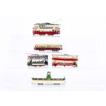 Five Kit- or Scratch-built motorised 00 Gauge Trams, with various damages, comprising green/white '