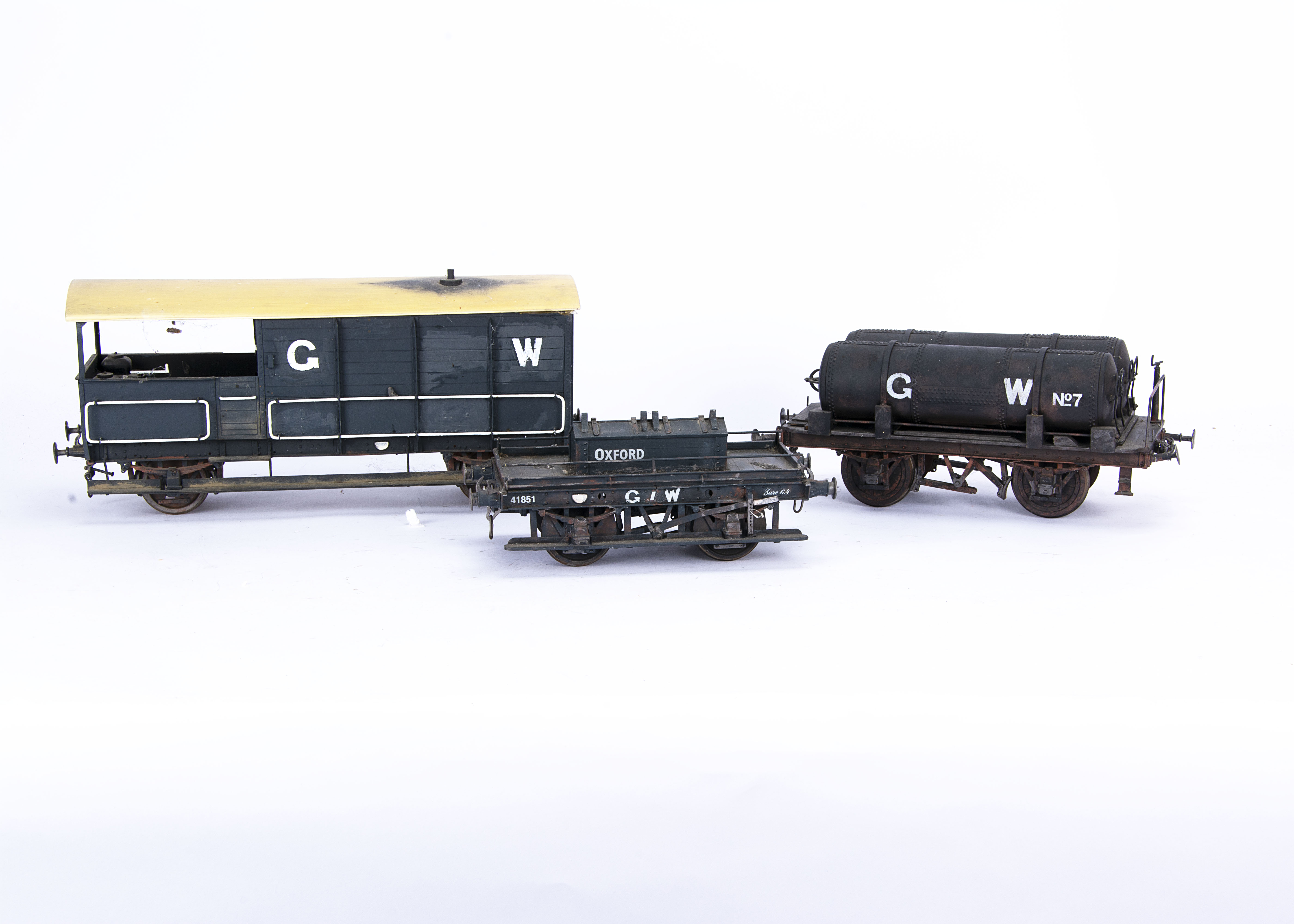 Three 2½" (Gauge 3) two-rail GWR Freight Wagons, appear to be from GRS or other kits, comprising