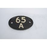Scottish Cast Iron Shed Plate, oval shed plate possibly repainted, from Eastfield Glasgow, 65 A