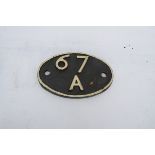 Scottish Cast Iron Shed Plate, oval shed plate possibly repainted from Corkerhill 67 A white