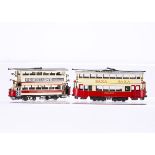 Two Kitbuilt motorised 00 Gauge London United Tramways bogie Trams, both in red/cream LUT co