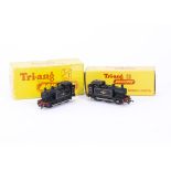 Tri-ang TT Gauge T90 lined black 0-6-0 Tank Engines one with smoke, two in original box, one