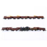 Tri-ang TT Gauge Open wagons with loads Train, BR black 0-6-0 Tank engine, red/maroon wagons with
