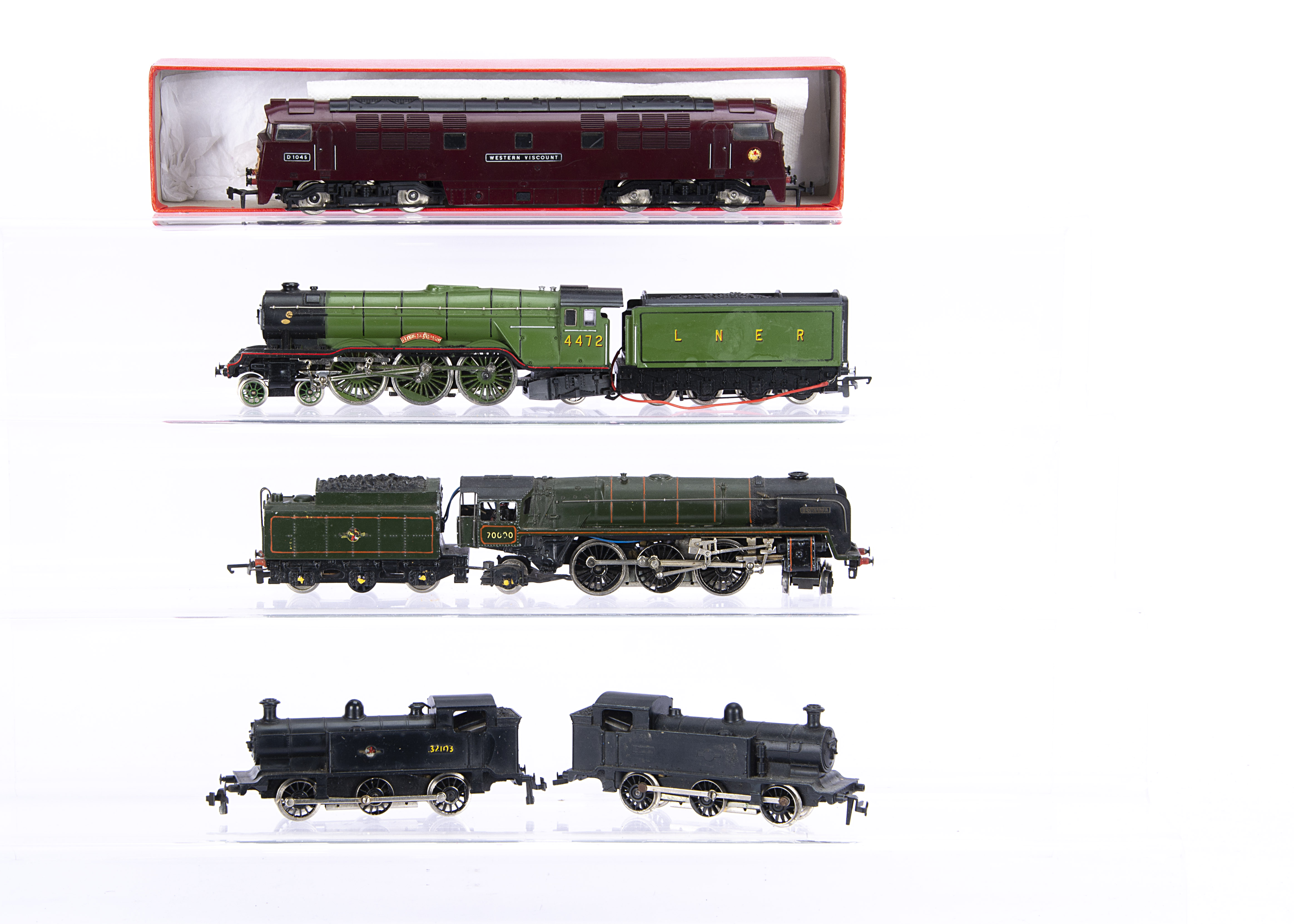 Trix 00 Gauge Steam and Diesel Locomotives, metal body BR green 70000 'Britannia' (some scuffing),