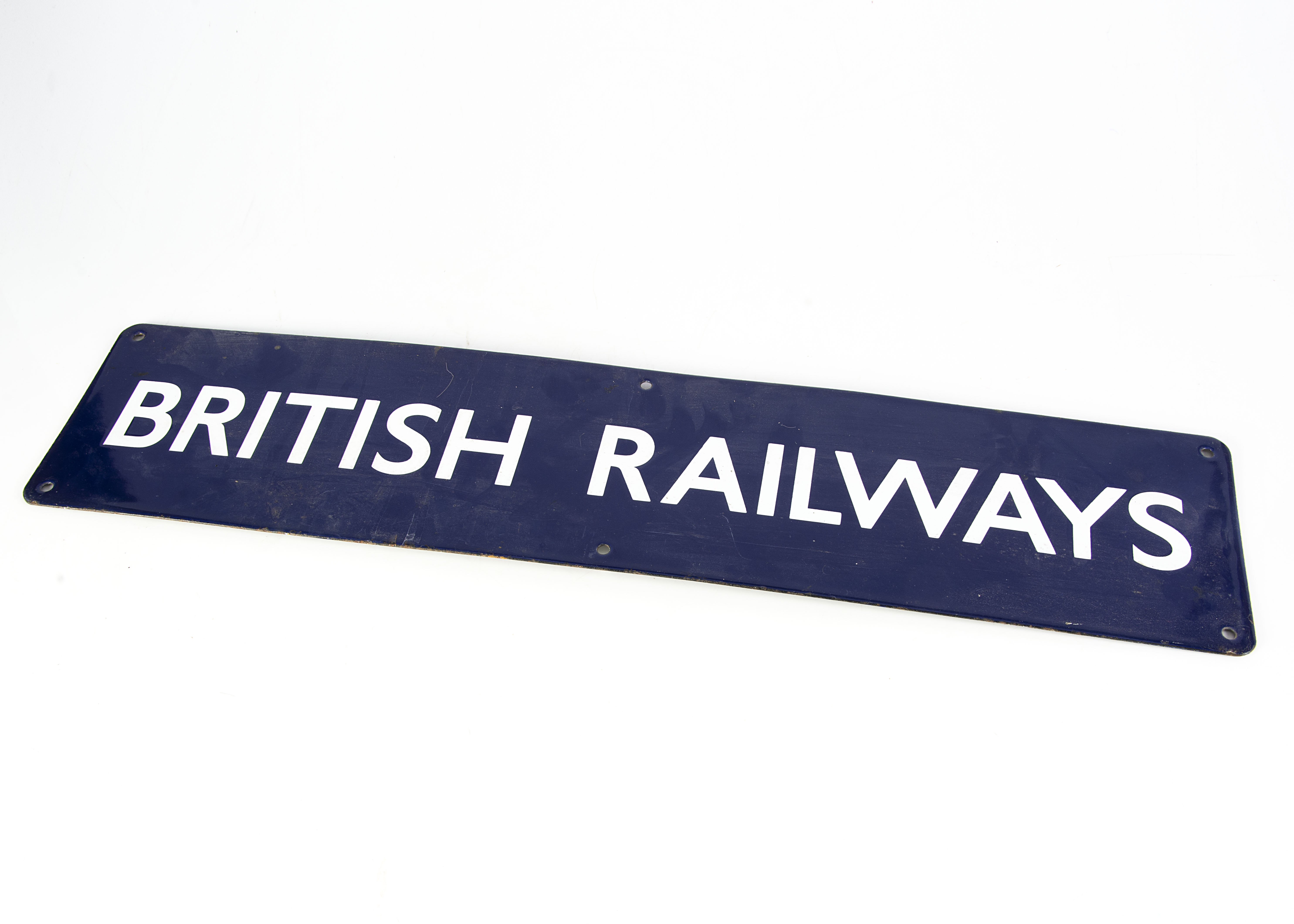 Enamelled British Railways Eastern Region Sign, with white lettering on a dark blue ground,