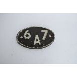 Scottish Cast Iron Shed Plate, oval shed plate possibly repainted from Corkerhill 67 A white