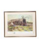 Terence Cuneo Limited Edition Steam Locomotive Prints, two framed and glazed examples, both