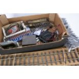 A quantity of 2½" (Gauge 3) two-rail Track Power Supplies and incomplete 0 Gauge Steam Locomotive,