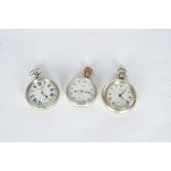 BR Pocket Watches in Silver-Plated Cases, Tissot Antimagnetique with chipped enamel dial inscribed