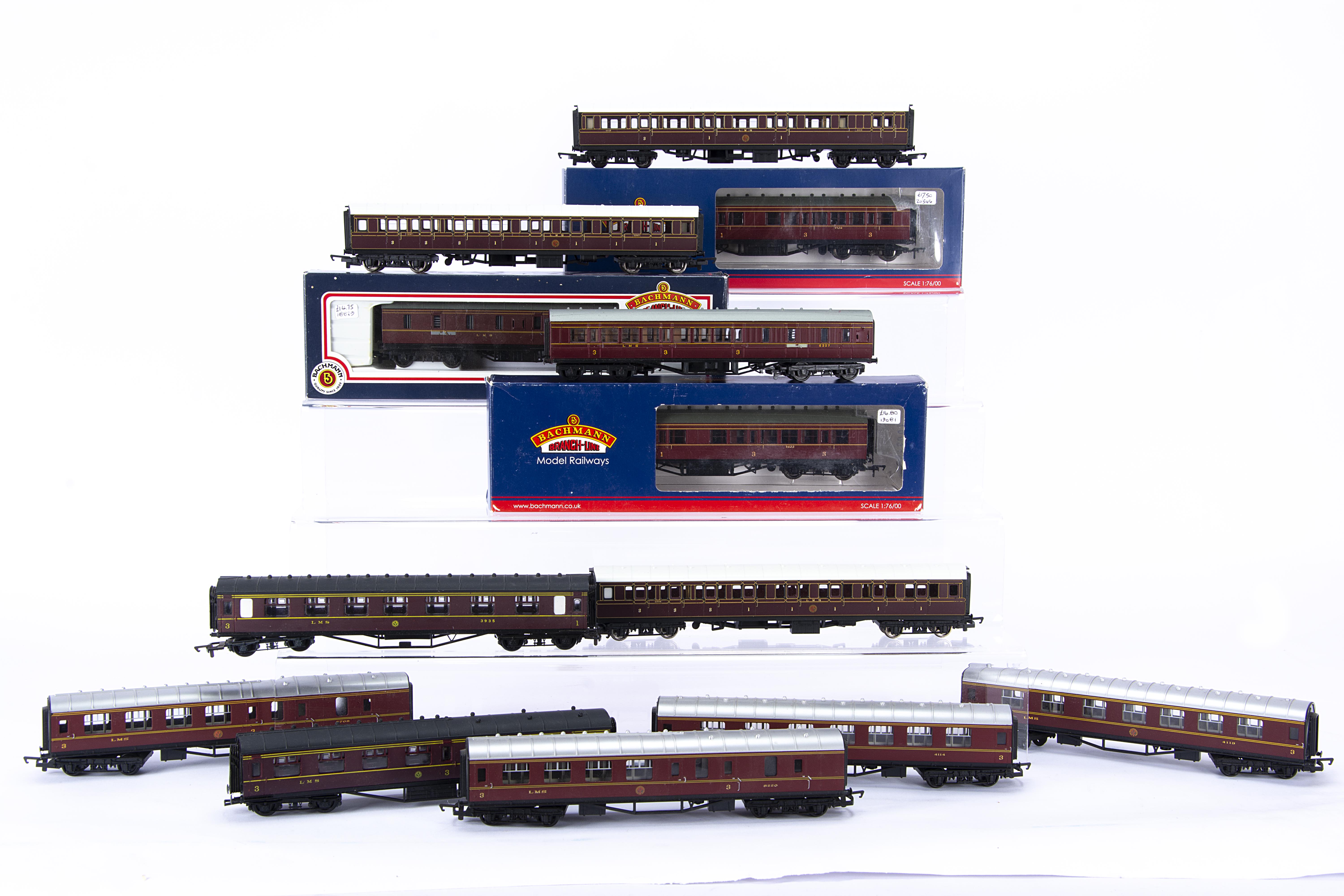 Bachmann Hornby Mainline and Airfix 00 Gauge LMS maroon Coaches, Bachmann, 34-251C 1st/3rd